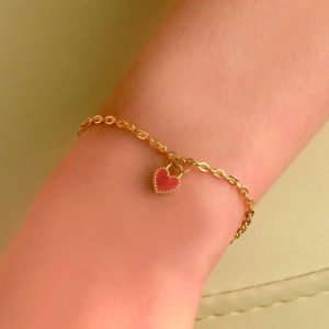 Lock Heart Coral Bracelet